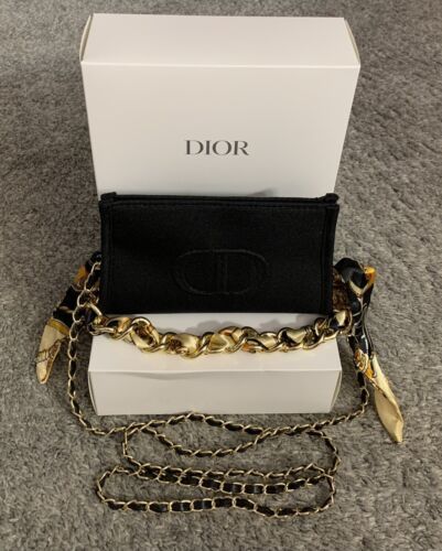 DIOR Crossbody black & gold Chain Purse Evening Bag Clutch cosmetic beauty pouch